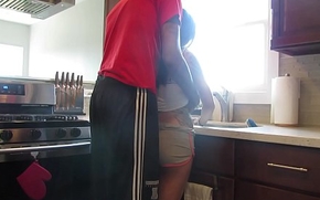 asian take black dick all over the kitchen huge facial
