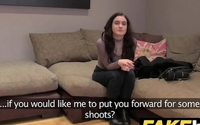 Fake Agent UK Petite teen gets cum splattered exposure on casting couch