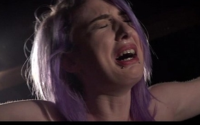 Purple hair slave rough spanked and dominated in hardcore fetish