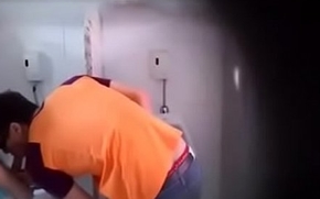 hungarian student giving a BJ on university toilet