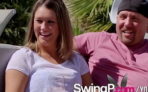 Swinger wife hopes her husband lets lose to enjoy swinger combo unite